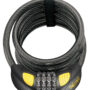 Замок Onguard DOBERMAN GLO кодовый на 4 цифры с LED-подсветкой, спиральный трос 185см х 12мм, поворотный держатель на раму