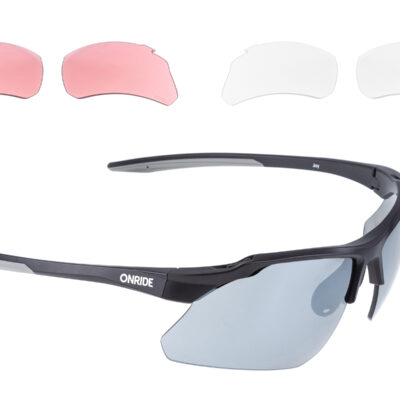 Окуляри ONRIDE Joy матово чорні з лінзами димчасті Mirror (17%); HD pink (37%); прозорі (100%)