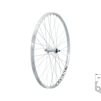 Колесо переднє на гайках KLS Event 26", V-brake, 9×100мм сріблястий