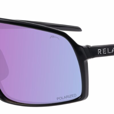 Окуляри Relax Prati чорні глянцеві, лінза smoke (Polarized TAC), ametyst platinum, кат. 2